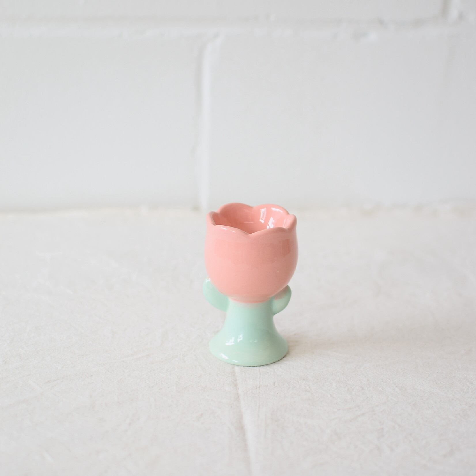 Pink and green Flower Egg cup