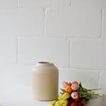 Large ribbed vase - Cream