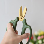 Green and gold secateurs