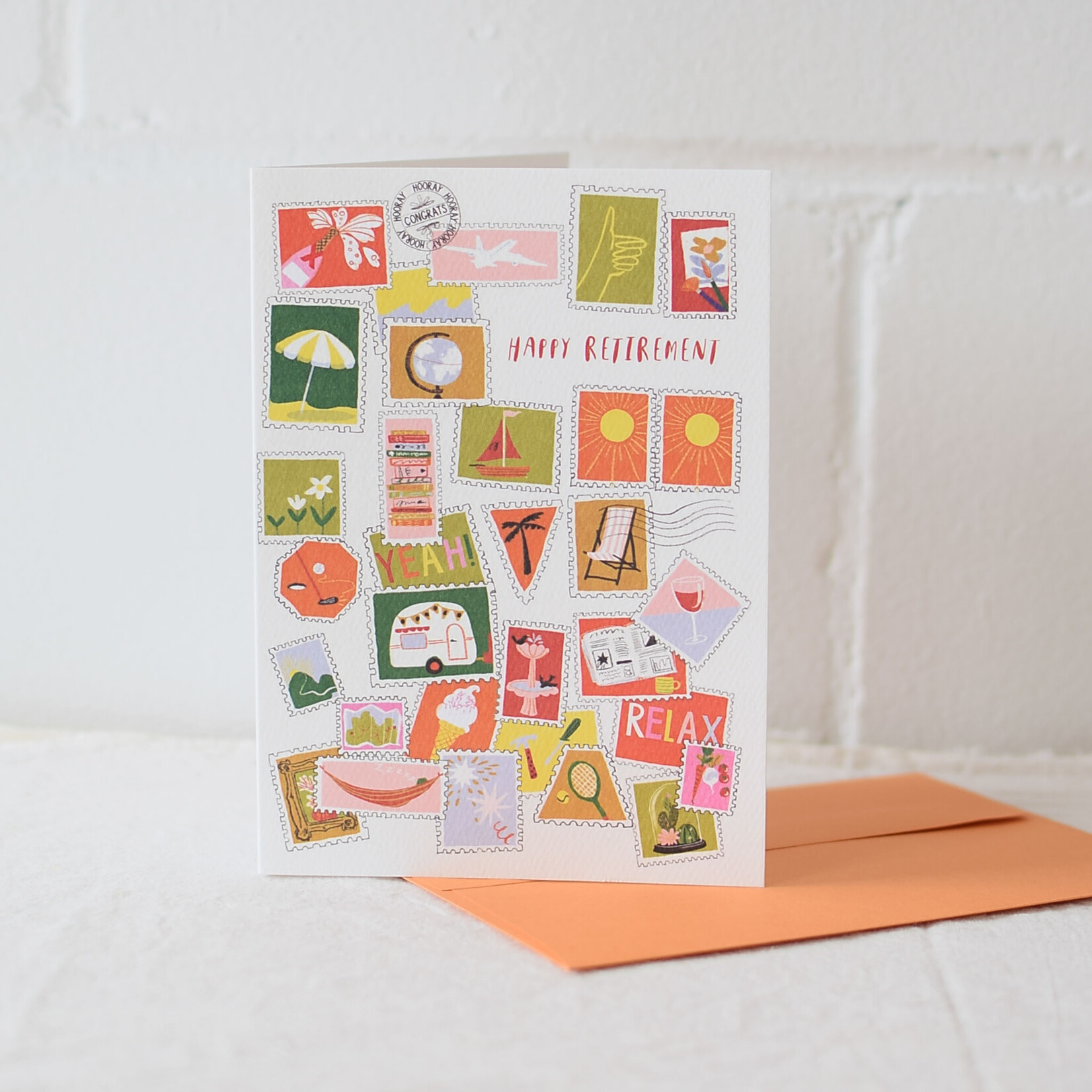 Carte de souhaits - Timbres de retraite (anglais)