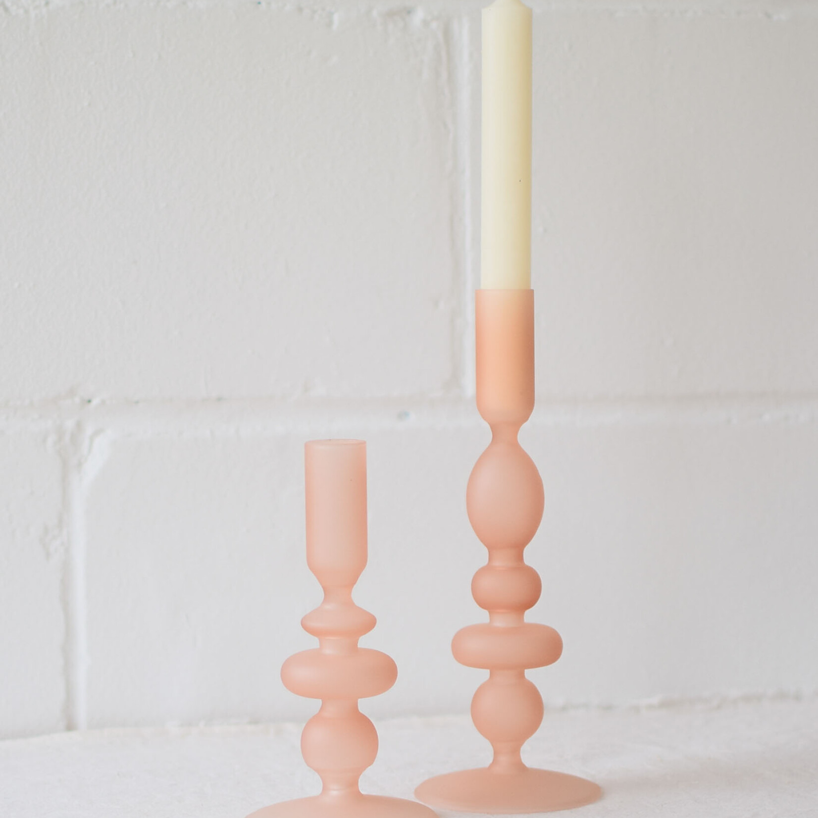 Frosted glass candleholder - Nude (2 sizes)