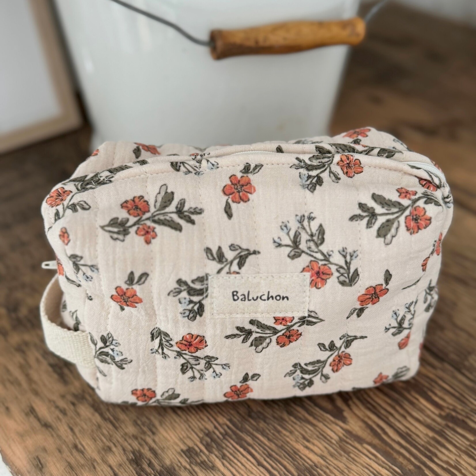 Square cotton cosmetic bag