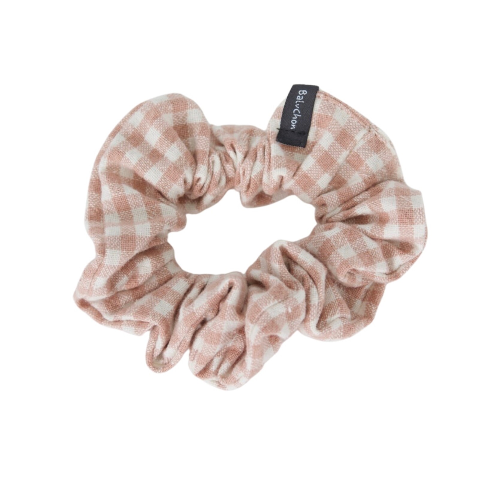 Vichy-print cotton scrunchie