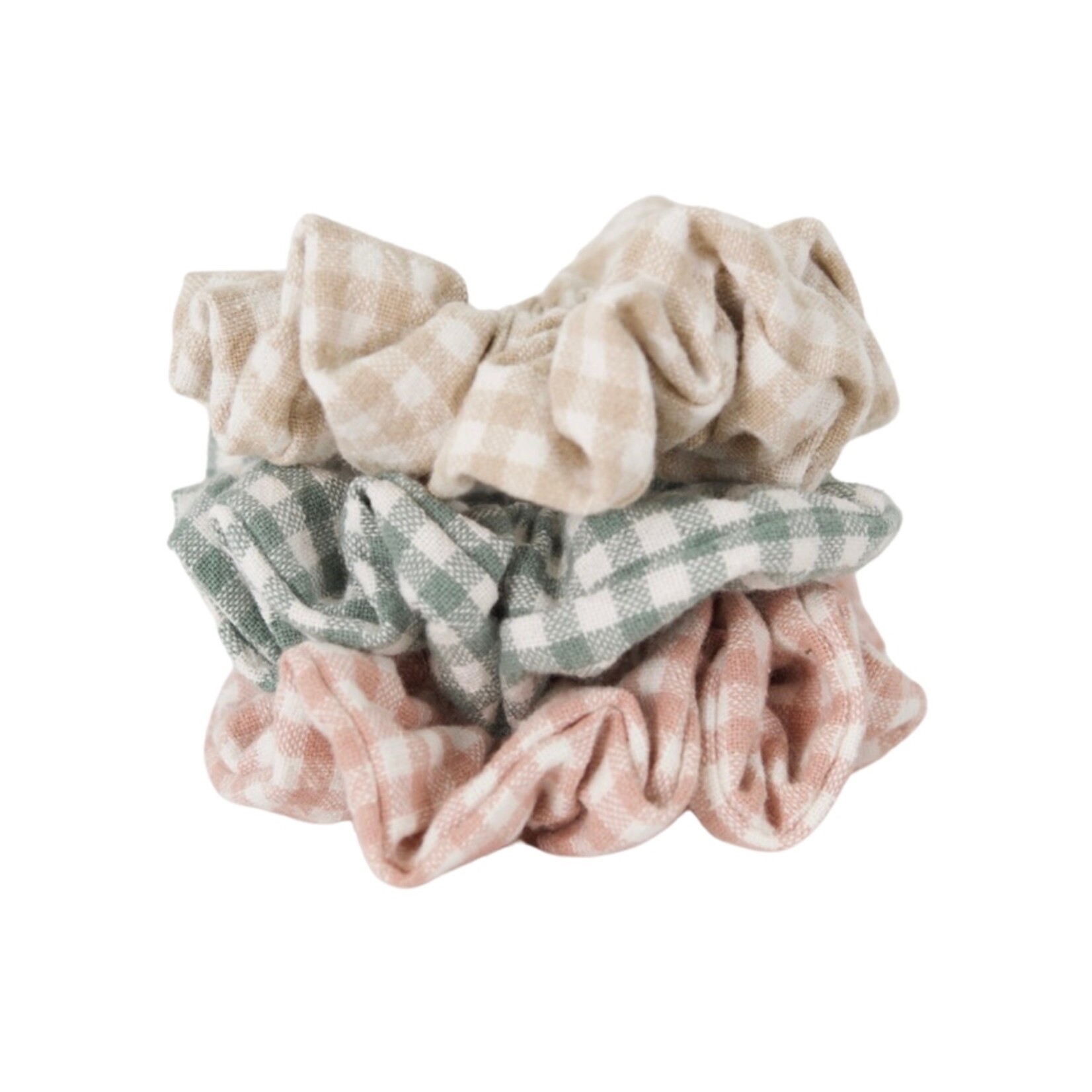 Vichy-print cotton scrunchie