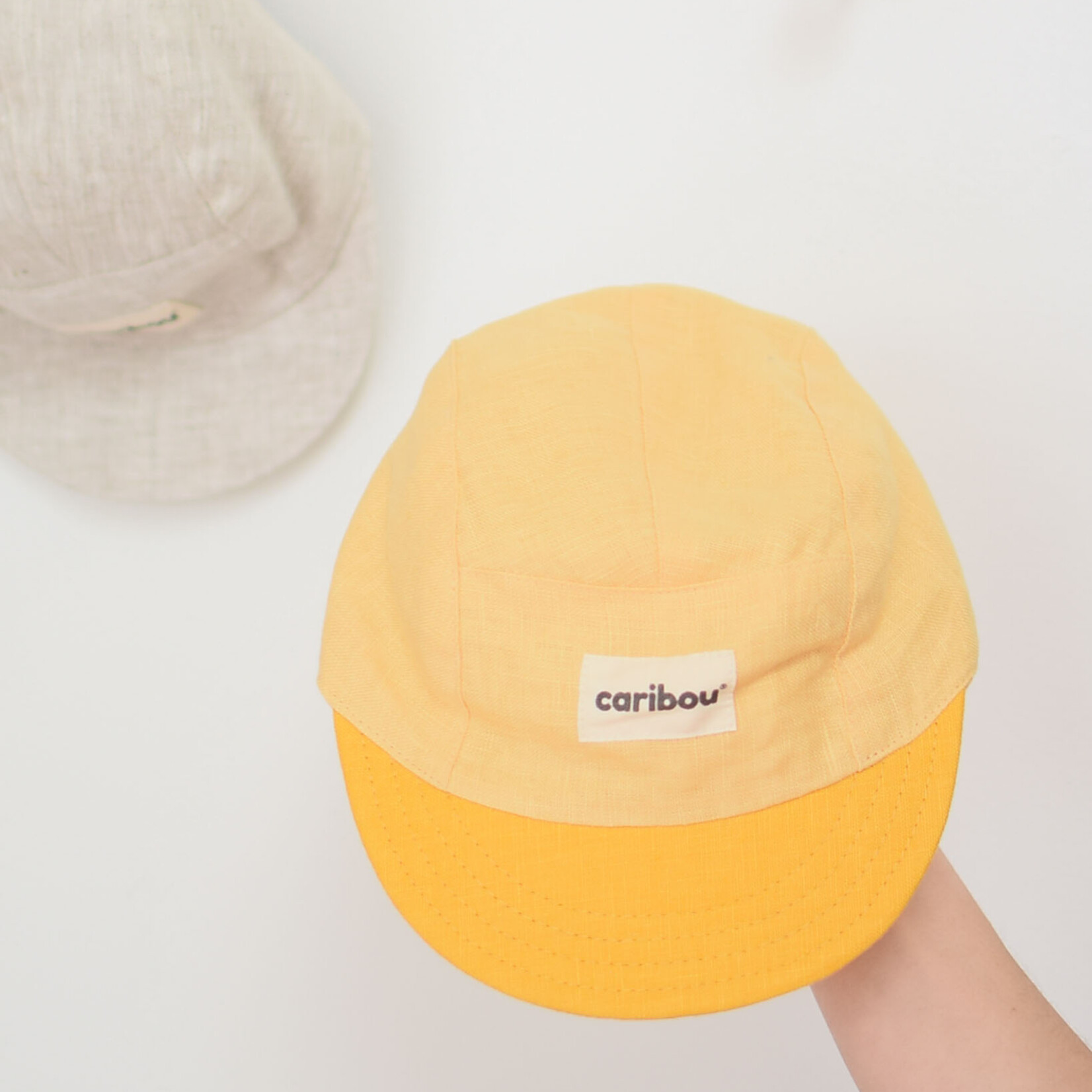 Casquette pour enfant en lin - Jaune 2 tons