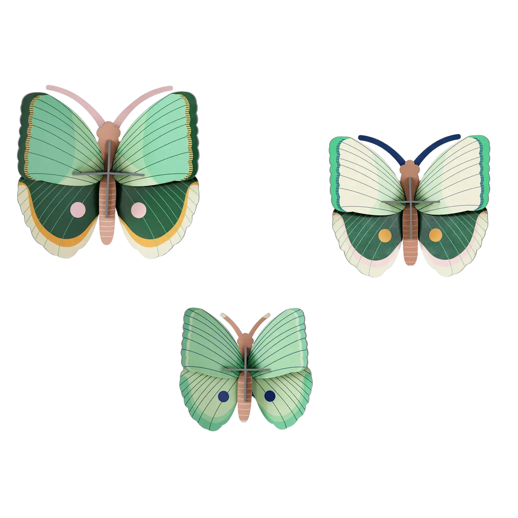 Kit 3D - Trio papillons fougère