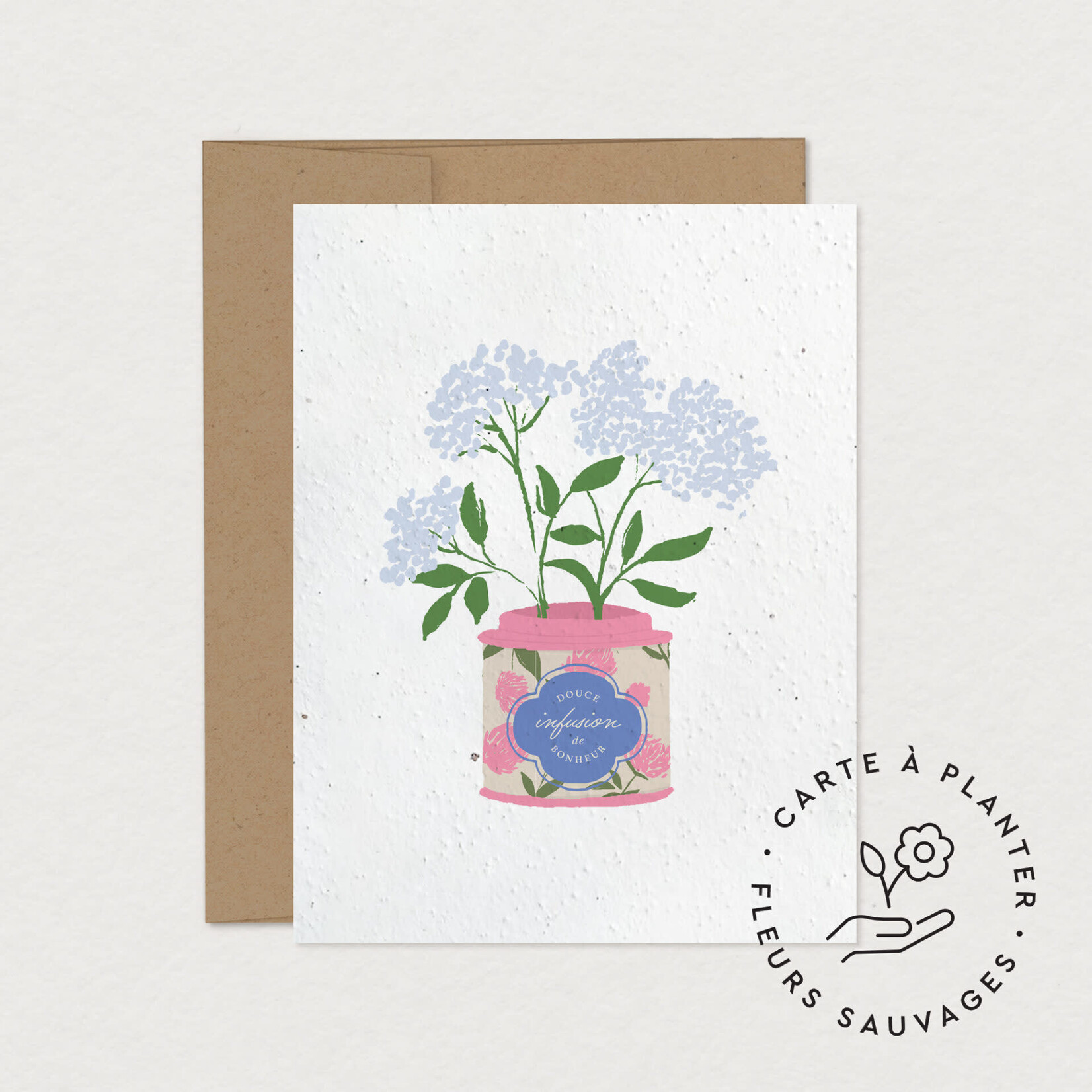Greeting card - Brew of happiness (seeded - french)