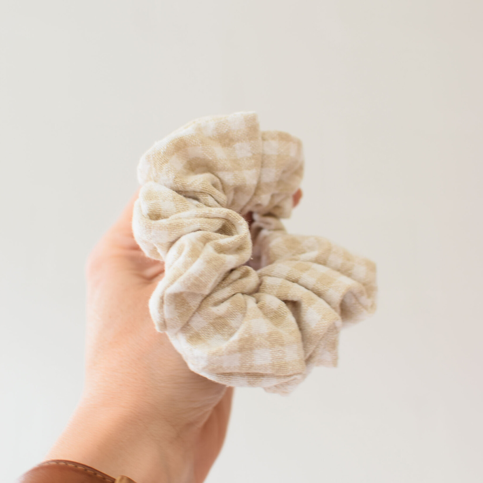 Vichy-print cotton scrunchie