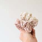Vichy-print cotton scrunchie