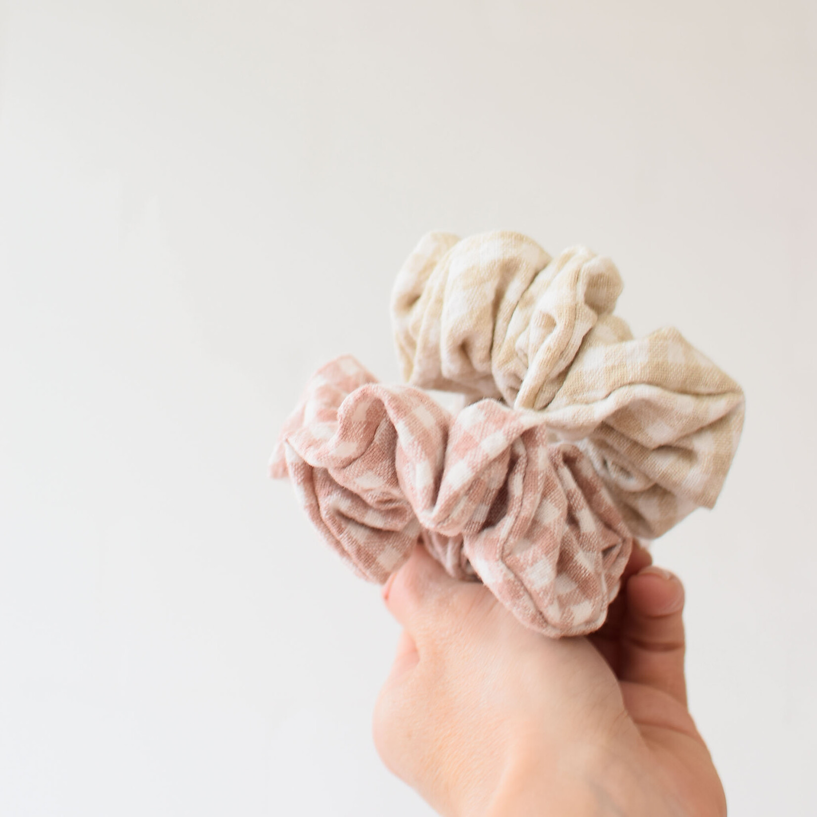 Vichy-print cotton scrunchie