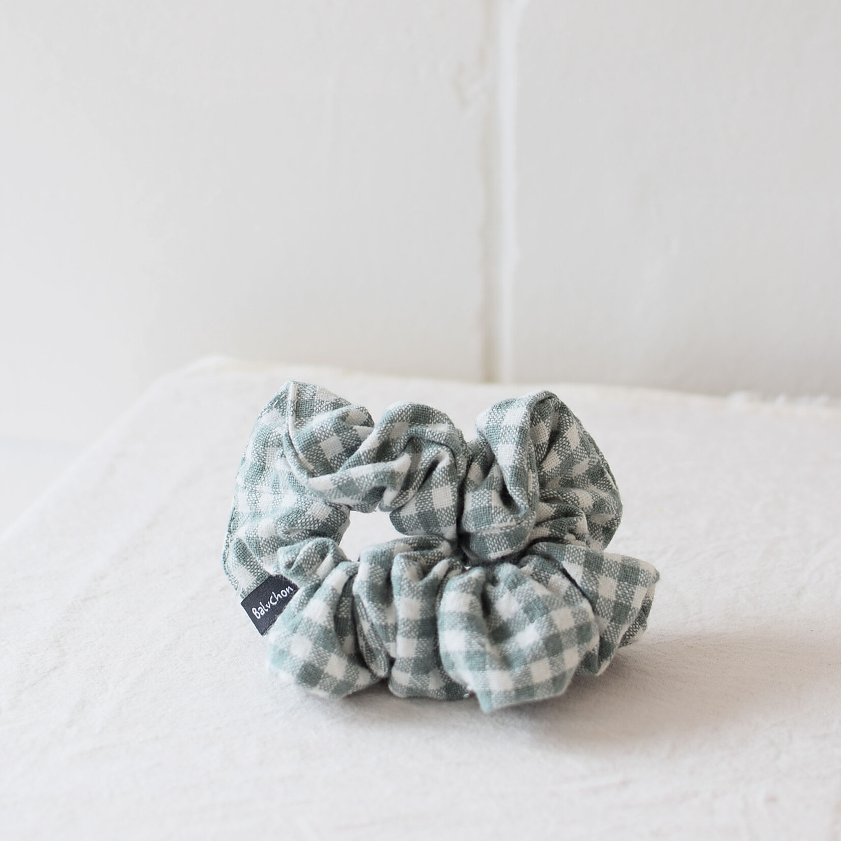 Vichy-print cotton scrunchie