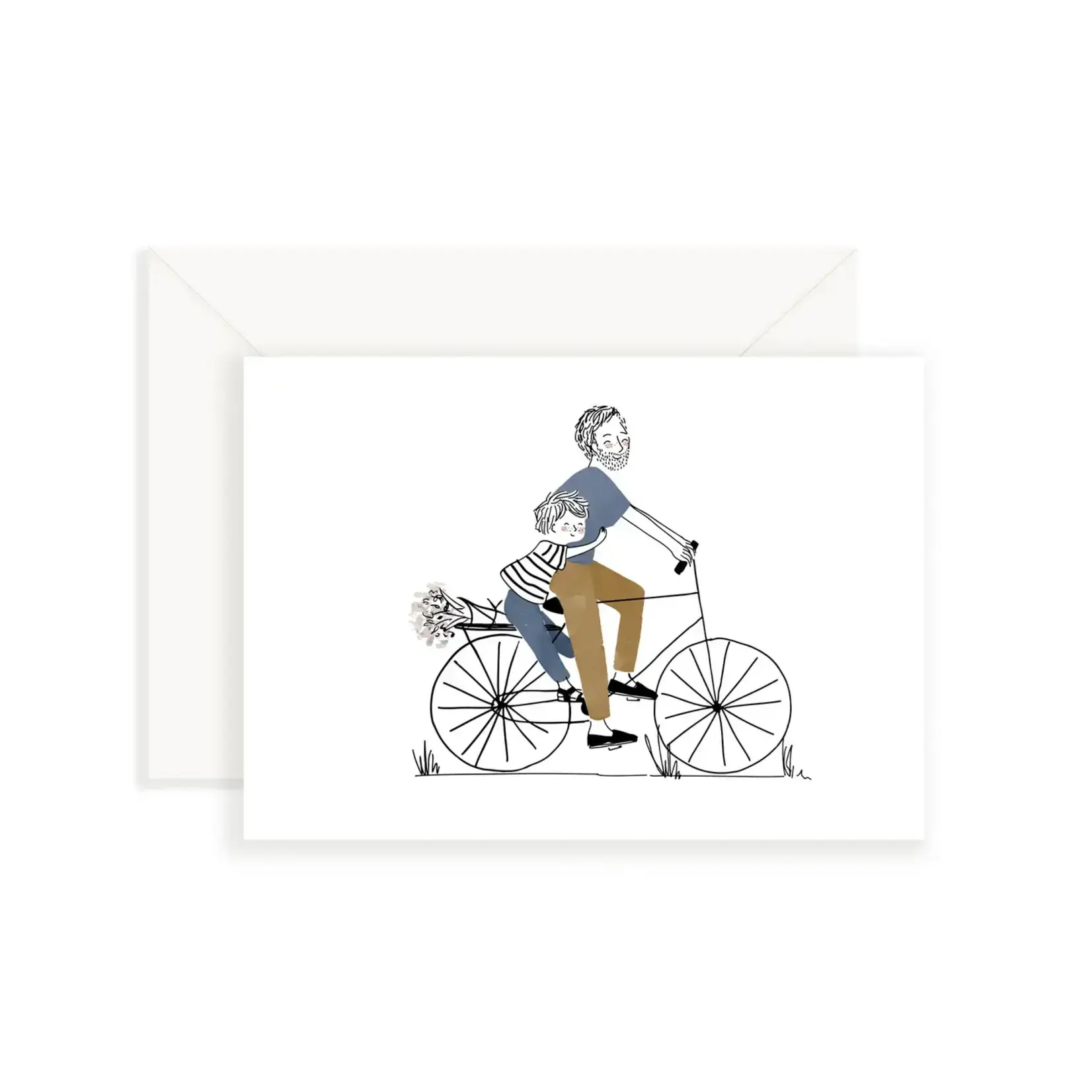 Carte de souhaits - Balade à vélo papa et garçon
