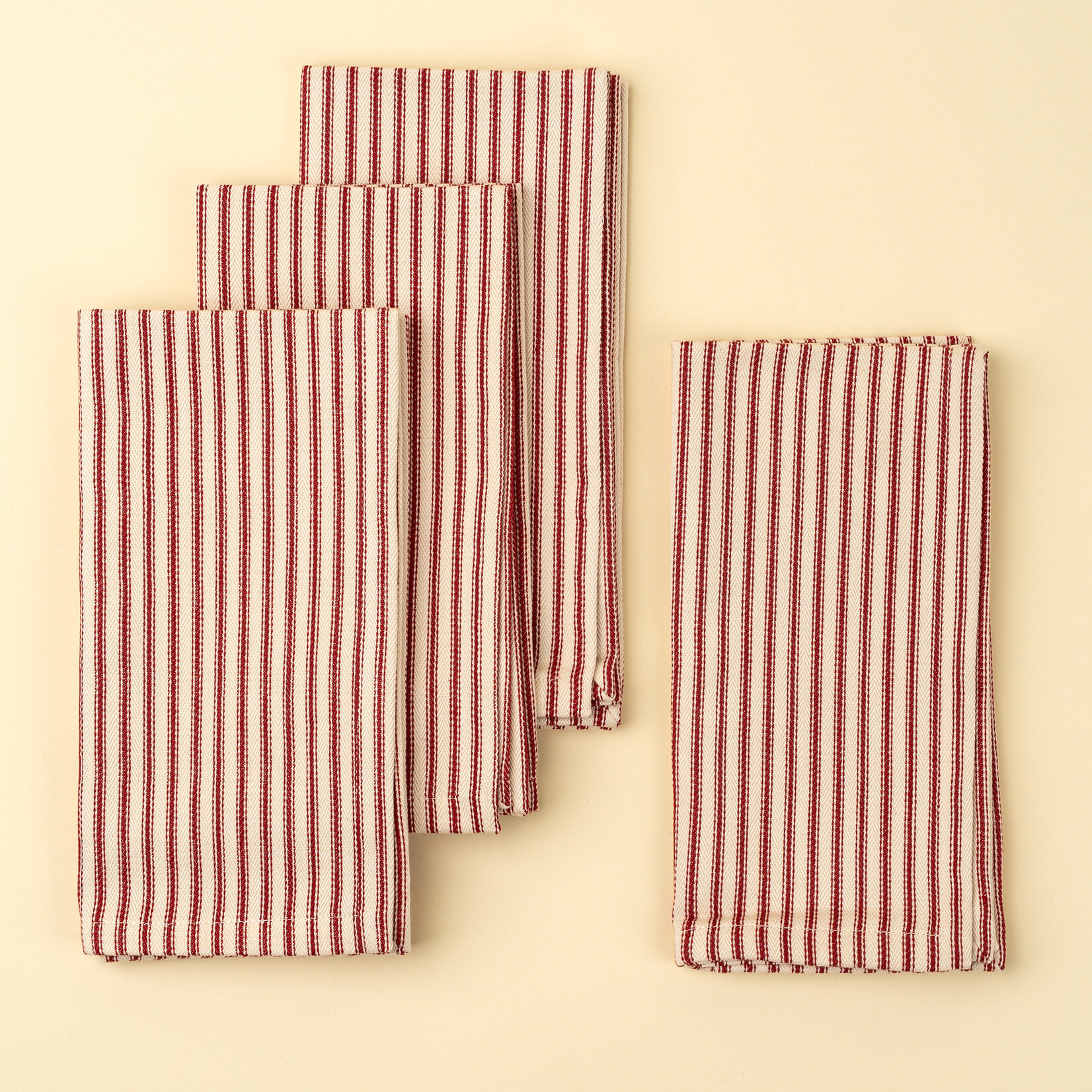 Serviettes de table (4) Rayures rouges