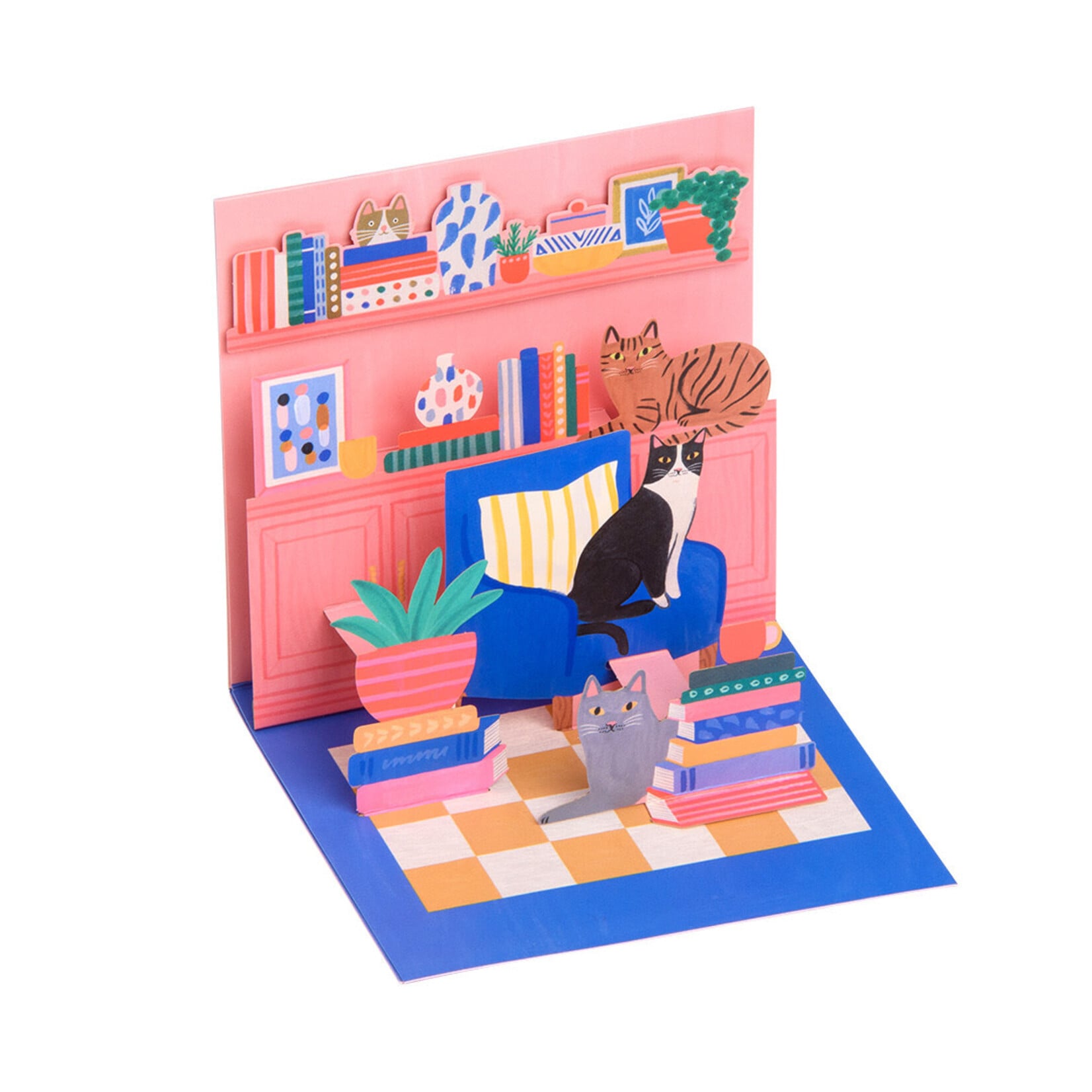 Carte de souhaits 3D - Lecture chat