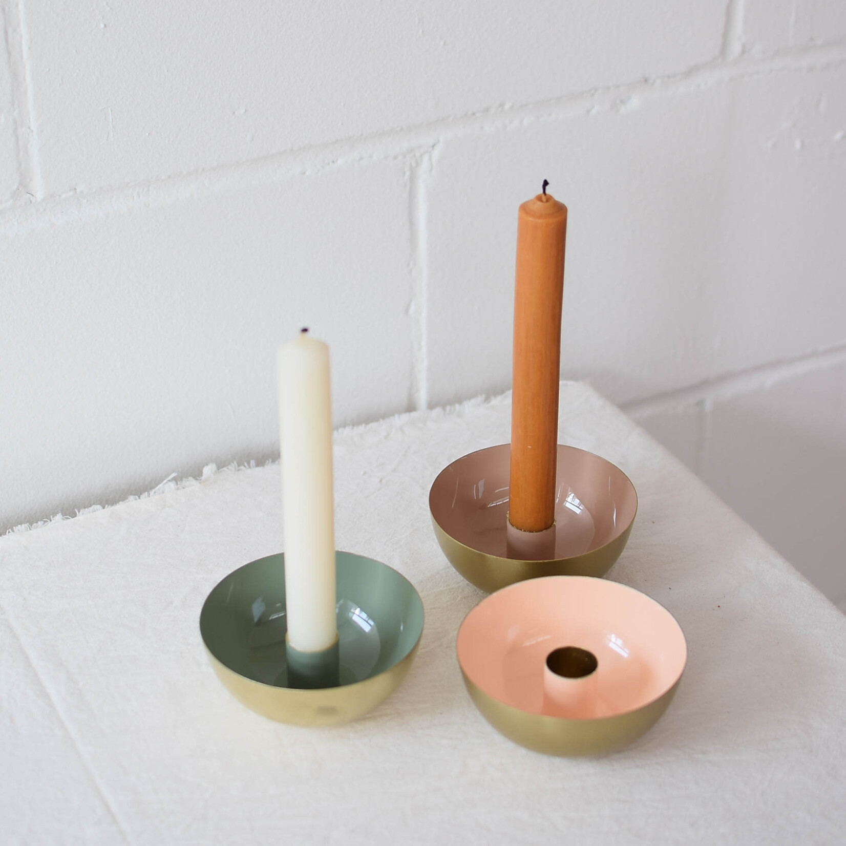 Round Enamel Candle Holder