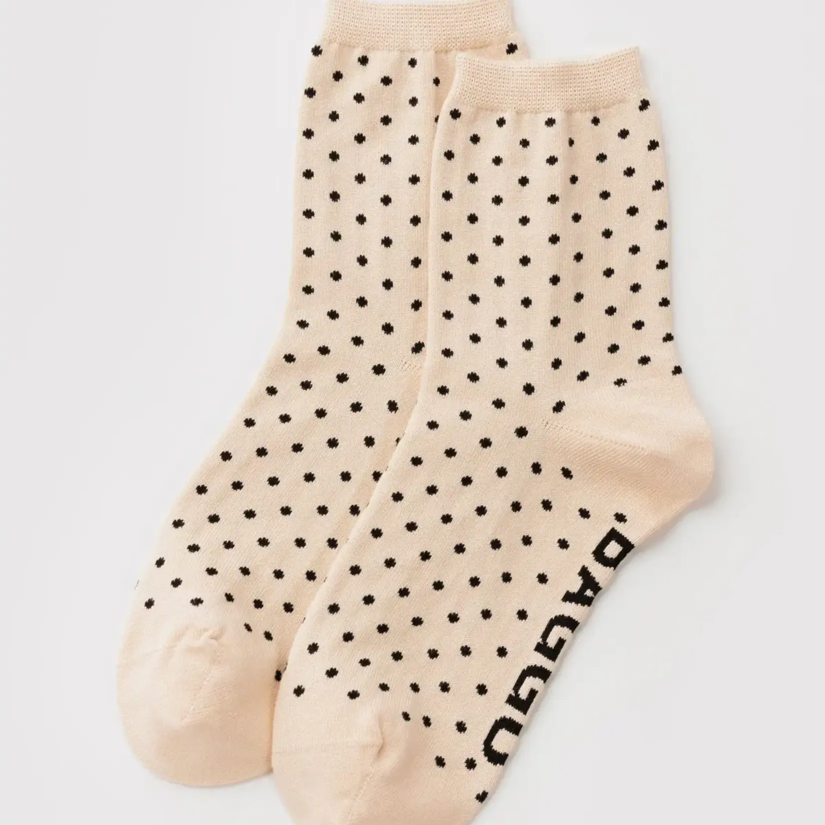 Chaussettes Baggu - Crème et noir à pois