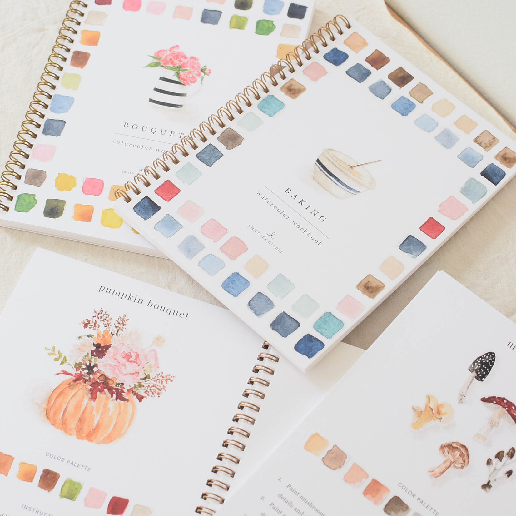 Emily Lex Studio Cahier d'aquarelle Pâtisseries