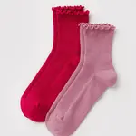 Baggu Socks (2) Lettuce Edge - Plum & Cherry