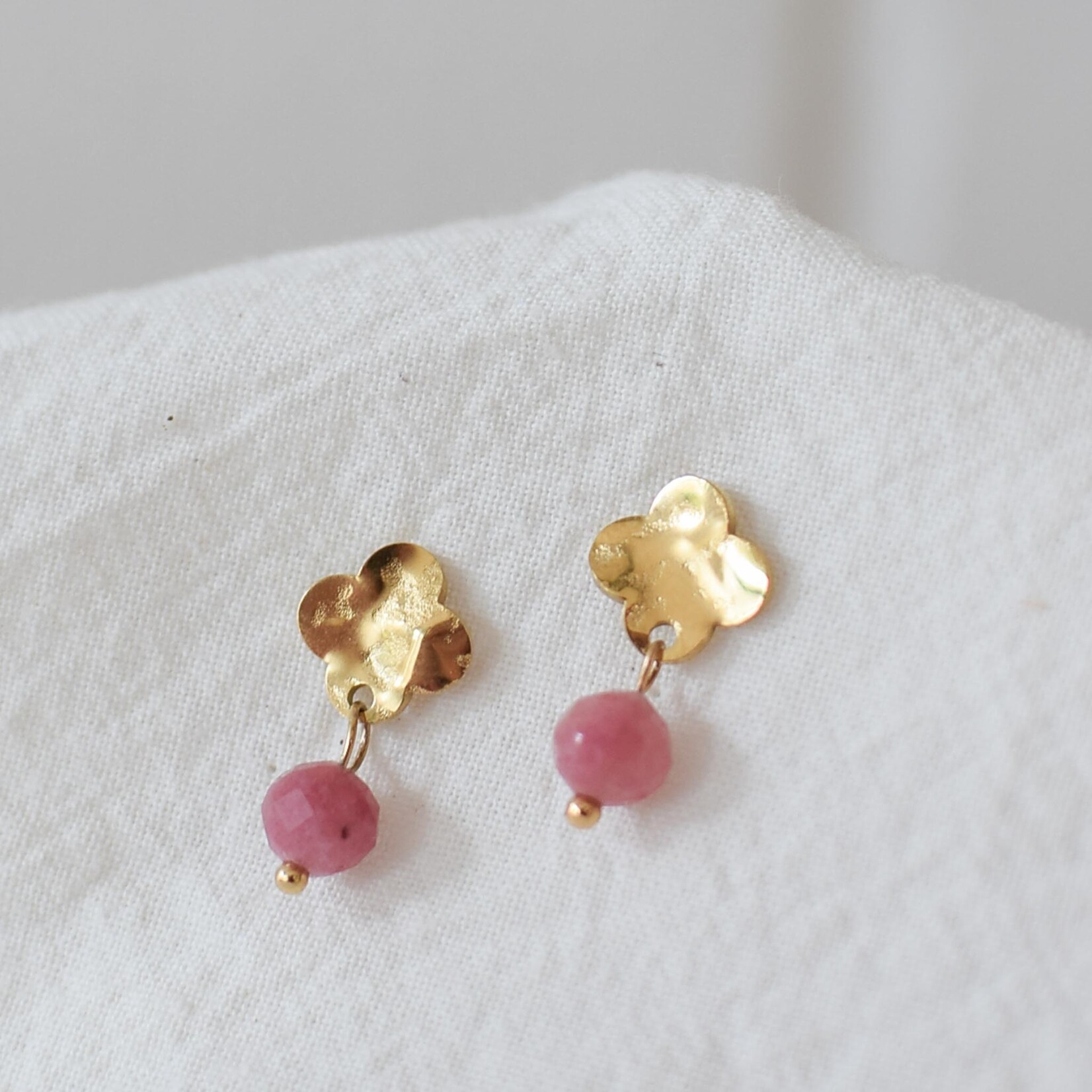 Earings Clover with pink Agate