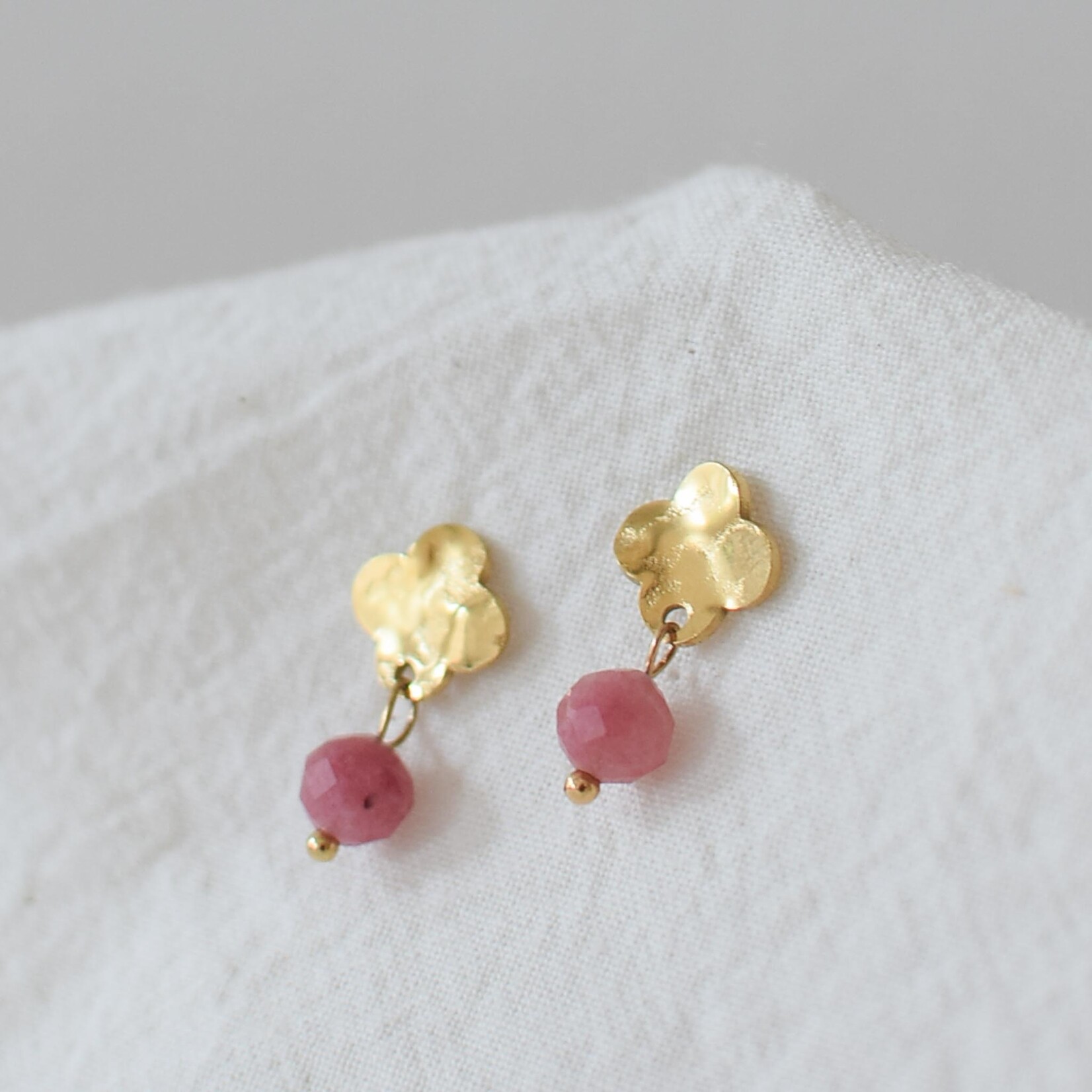 Earings Clover with pink Agate