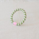 White and Lime Striped Hair Tie