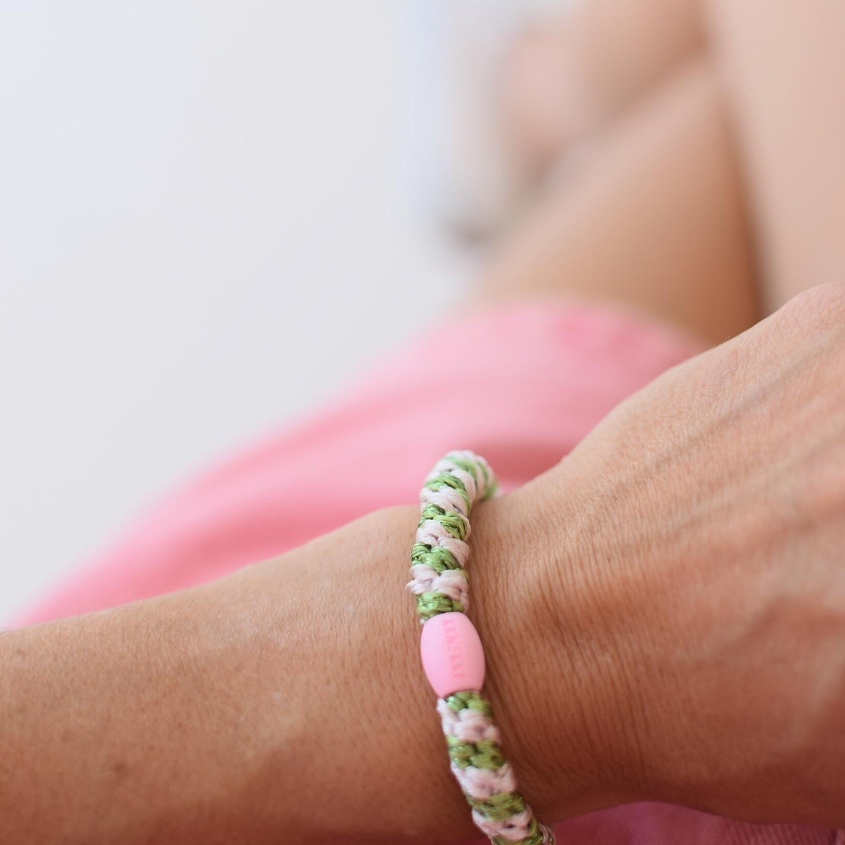 Elastique pour Cheveux Rayé Lime blanc