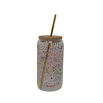 Glass lid/straw - Flowers