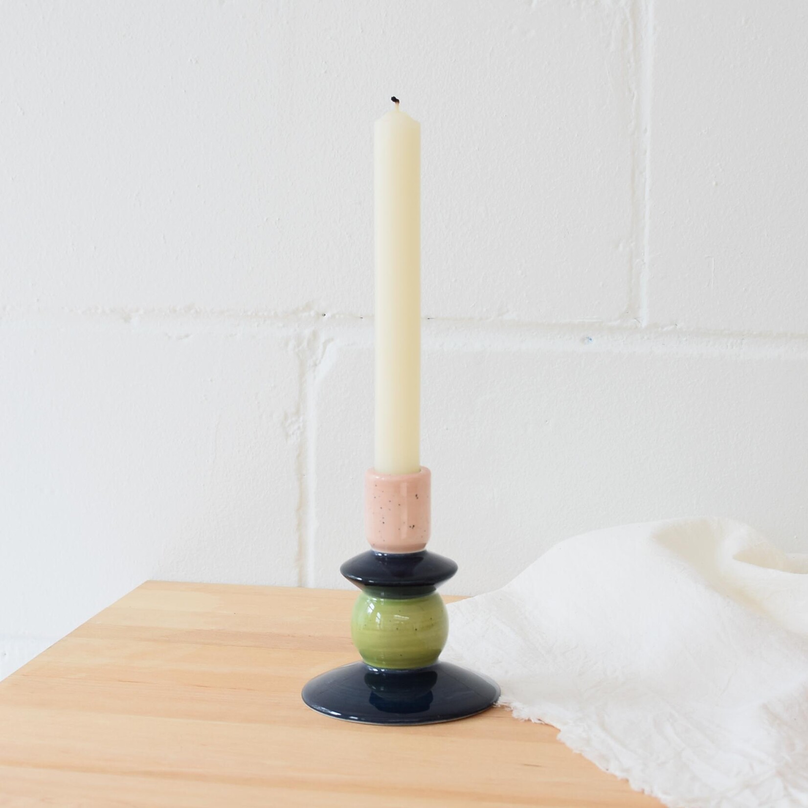 Bougeoir - Oblique rose gris vert