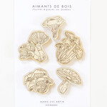 Aimants bois Champignons x5
