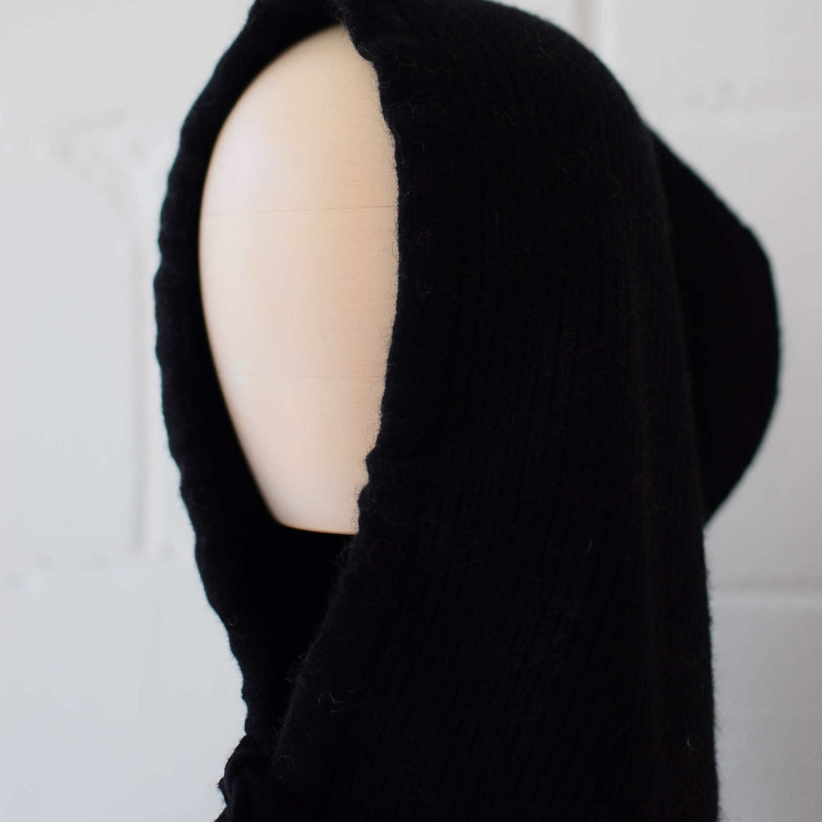 Hooded Scarf Hat Black