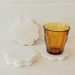 White Marble Coasters - Flowers