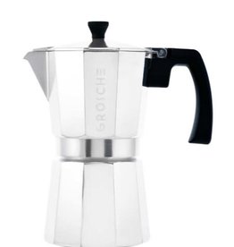 Grosche Milano- Silver Stove Top Espresso Maker 6 cup