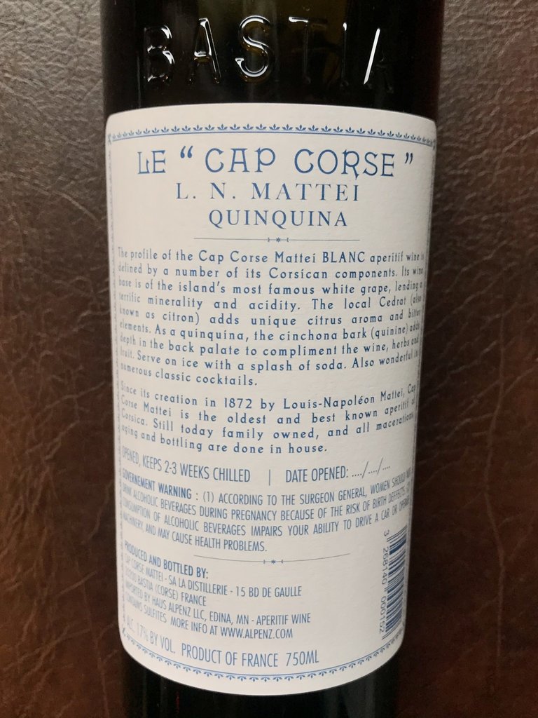 L.N. Mattei, Cap Corse Blanc Quinquina, 750 mL