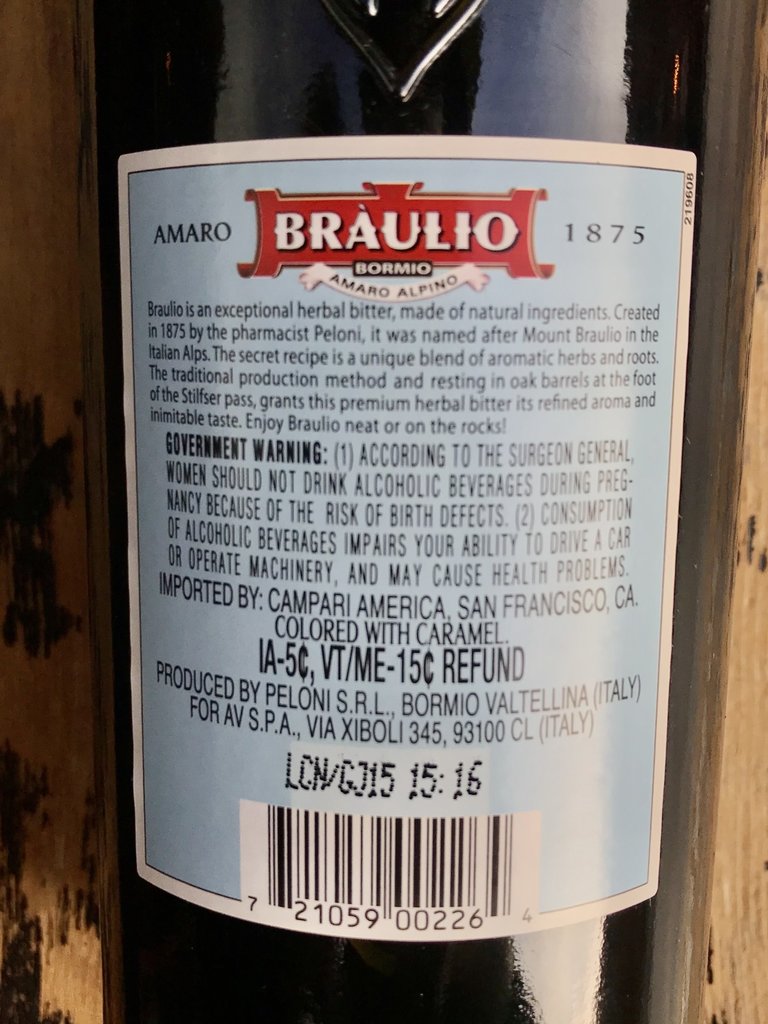 Braulio Liqueur Amaro Alpino 1L