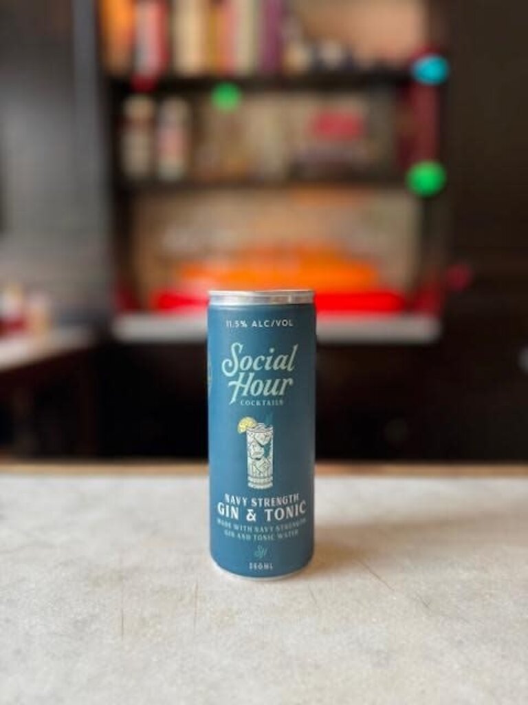 Social Hour Cocktails, Navy Strength Gin & Tonic, 250 mL, can