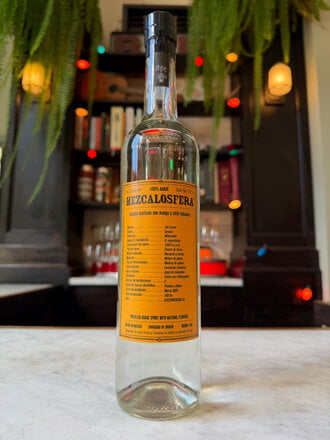Mezcalosfera, Mezcal Espadín Distilled with Mango and Chile Habanero, 750mL