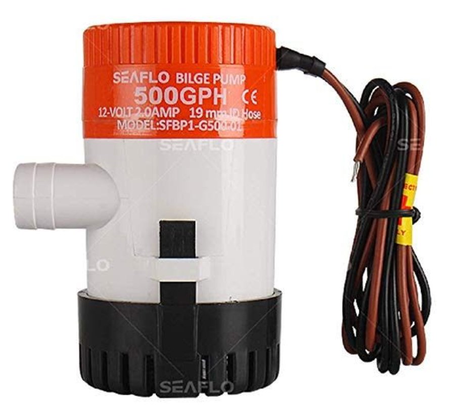 12V 500 GPH Submersible Non Auto Bilge Pump