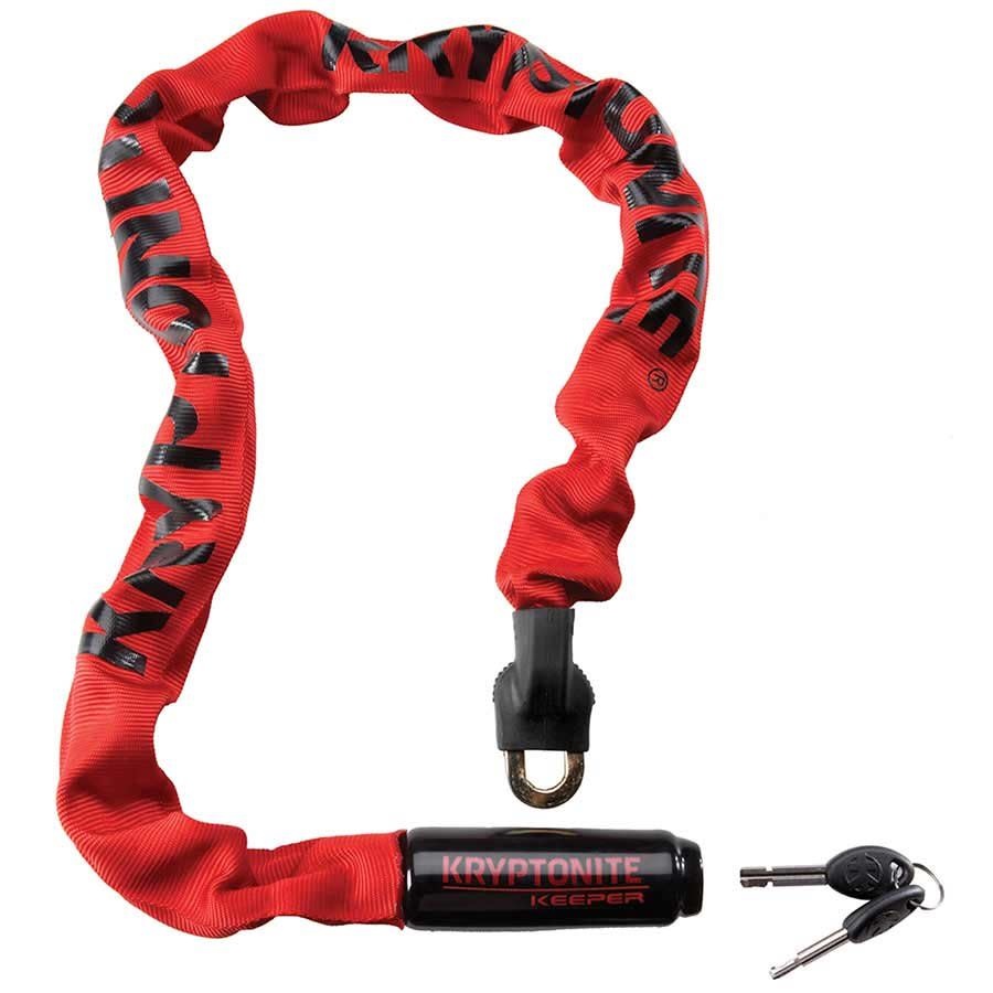 Kryptonite, Keeper 785 Integrated, Chain Lock, Key, 7mm, 85cm, 2.8', Red -  Fairmount Bicycles
