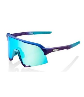 100% S3 Sunglasses, Matte Metallic Into the Fade frame - Blue Topaz Multilayer Mirror Lens