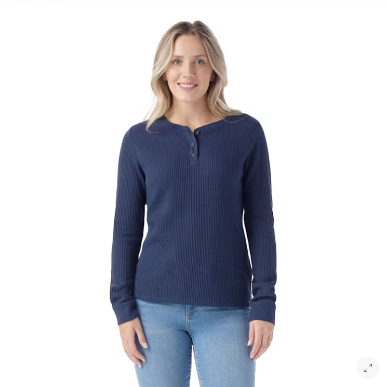 W Waffle Henley, Navy