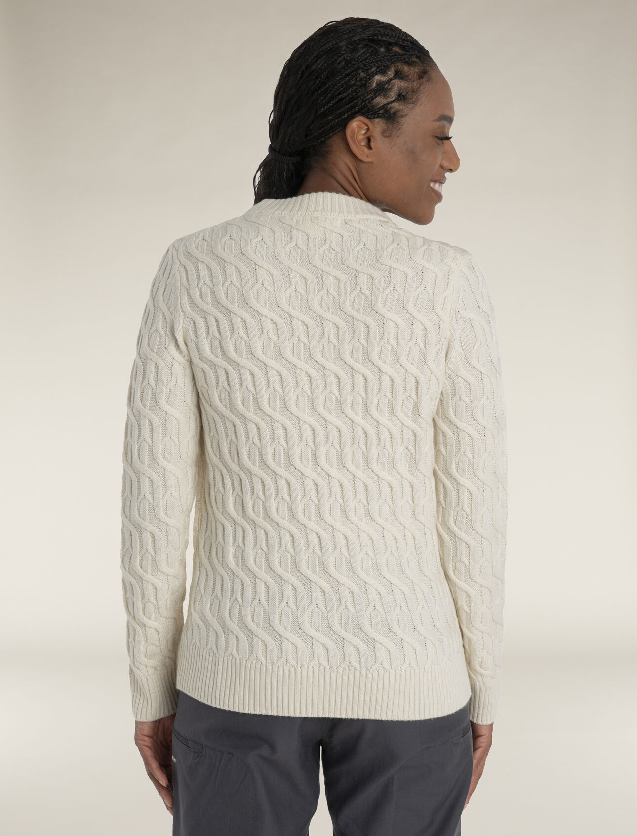 icebreaker W Merino Cable Knit Crew, Undyed