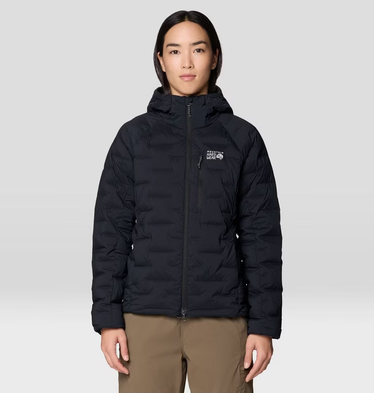 W StretchDown Hooded Jacket, Black