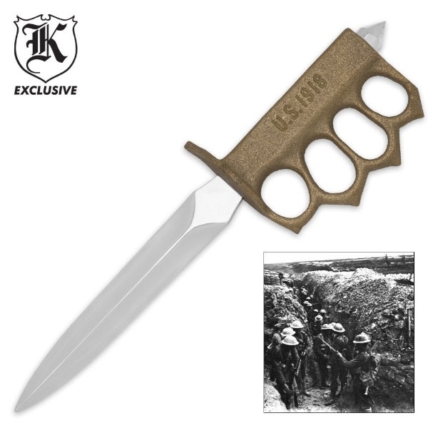 WWI 1918 Trench Knife with Sheath Replica Military Outlet