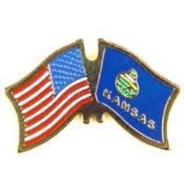 Pin - USA/Kansas State Cross Flags
