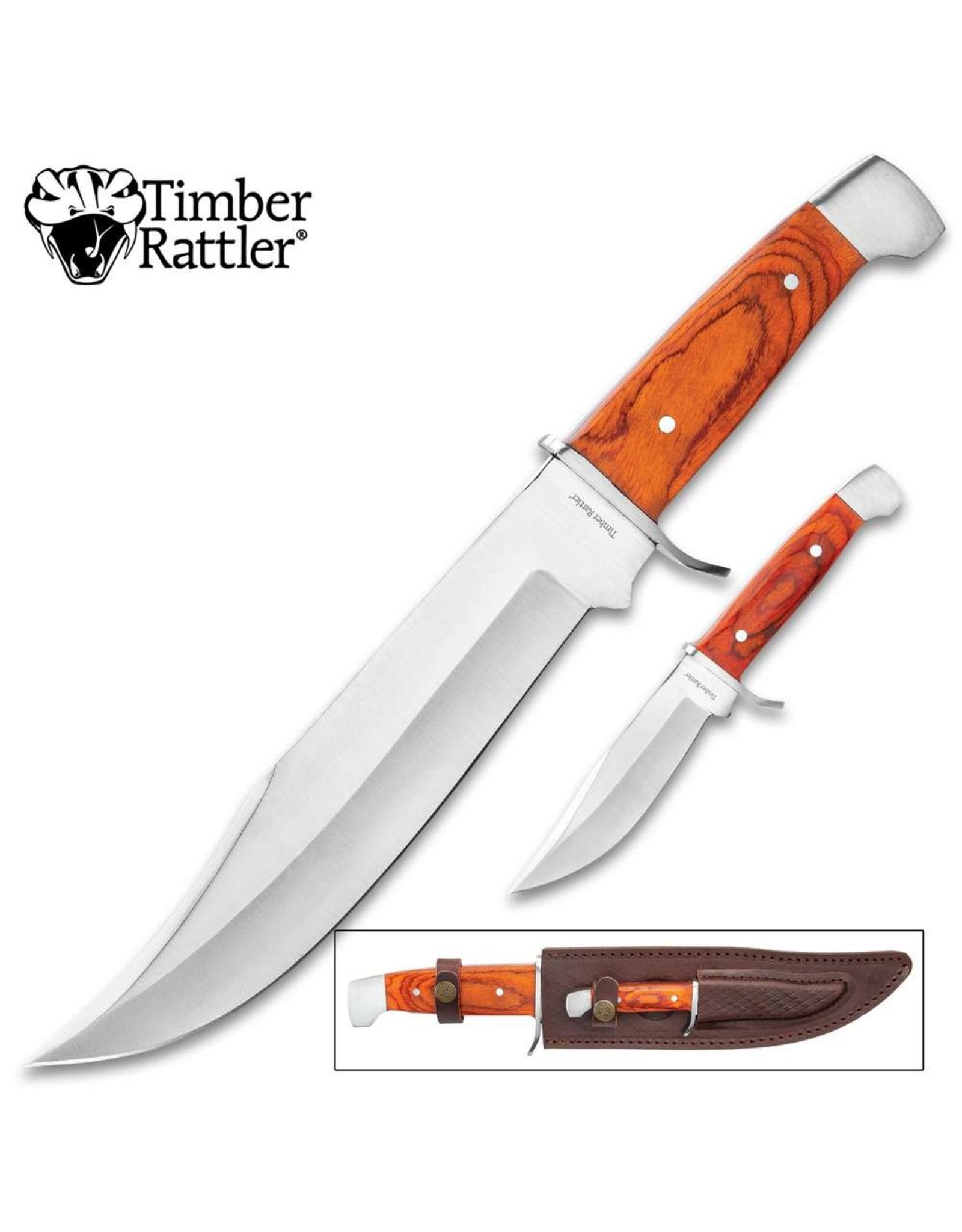 Timber Rattler 2pc Custom Bowie Set w/ Sheath