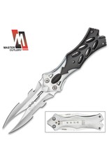 Dual Twin Blade Fantasy Folding Pocket Knife - Black