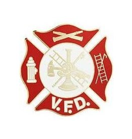 Pin - Fire Dept VFD Red, 1 5/8"