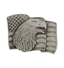 Pin - USA Flag Eagle Pewter
