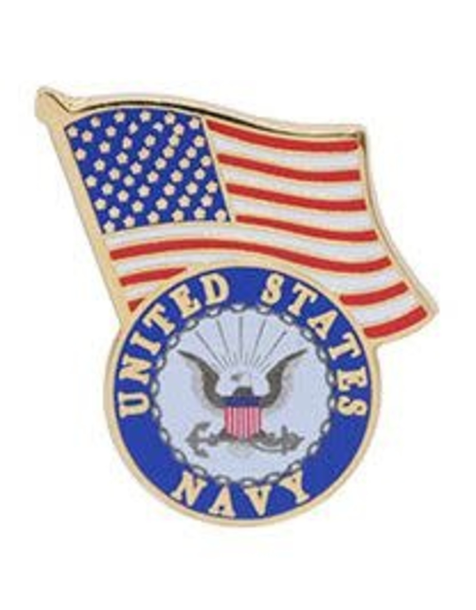 Pin - USN Logo w/ USA Flag