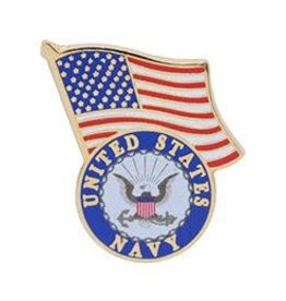 Pin - USN Logo w/ USA Flag